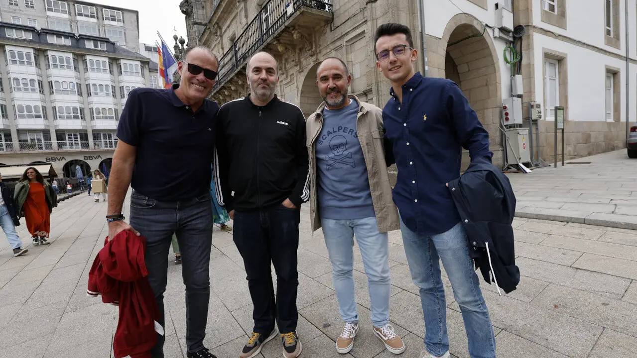 De izquierda a derecha, Miguel Melián, Rubén Engroba, Chus Mateo y David Piñeiro, este sábado en Lugo. XESÚS PONTE