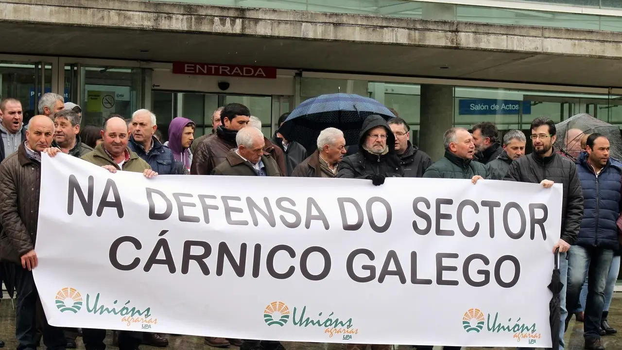 Algunos asistentes a la concentración, ayer en Lugo