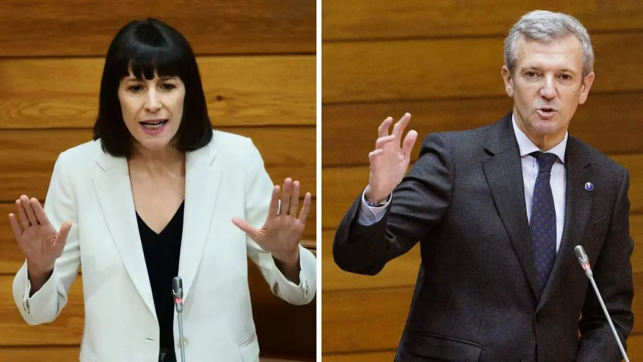 Ana Pontón y Alfonso Rueda, en la sesión de control en el Parlamento. BNG / D. CABEZÓN