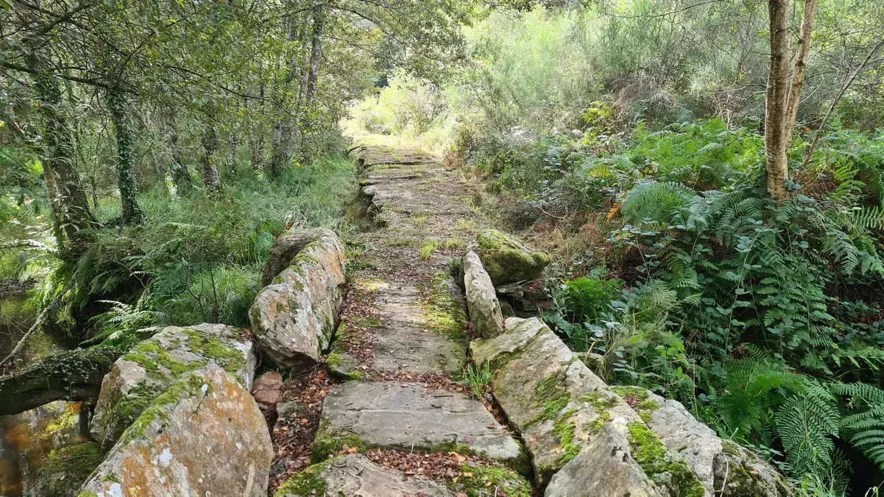 Los Pasos da Pontenova, la antigua obra civil de piedra para sortear el Trimaz. AEP