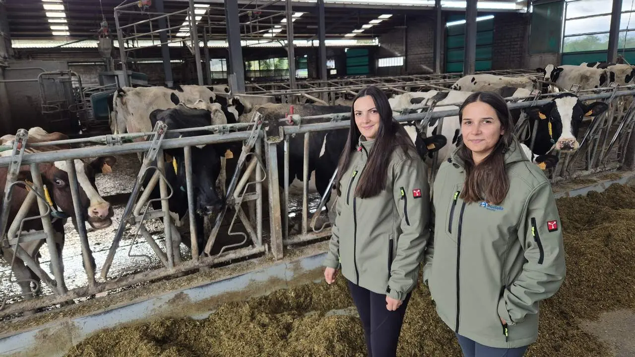 Laura y Natalia, en su explotación ganadera de A Pastoriza. M.MANCEBO
